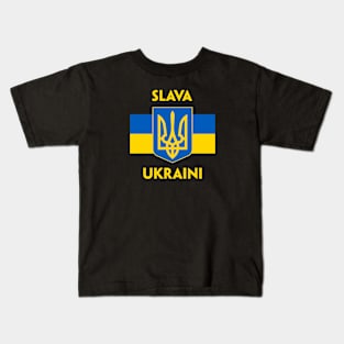 SLAVA UKRAINI TRIDENT GLORY TO UKRAINE SUPPORT UKRAINE PROTEST PUTIN Kids T-Shirt